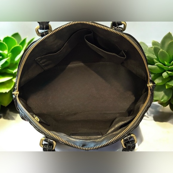 Coach Op Art Embossed Peyton Dome Patent Leather Satchel Tote F25705 EUC - Picture 7 of 13